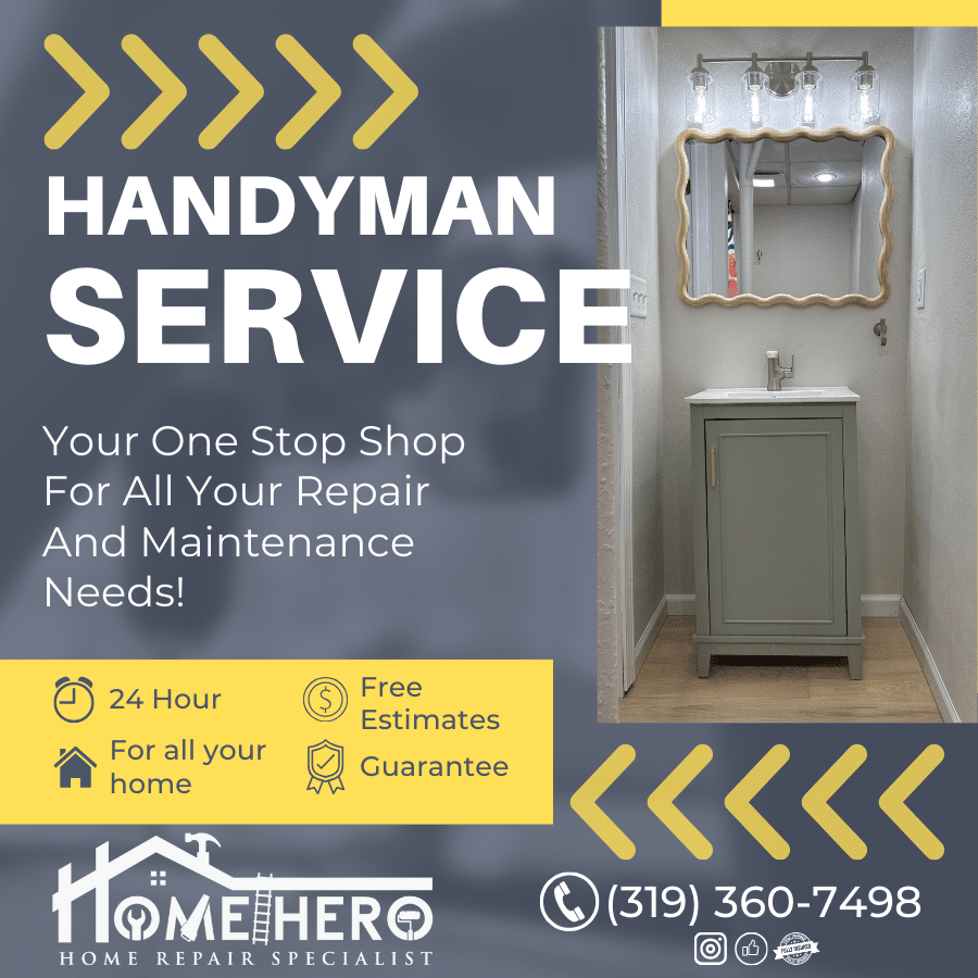 Home repair service advertisement with contact
