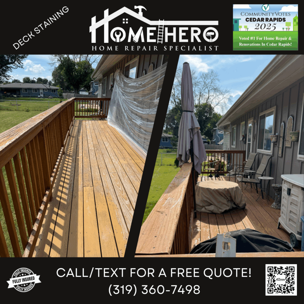 Home Hero deck & fence staining in cedar rapids, iowa project work